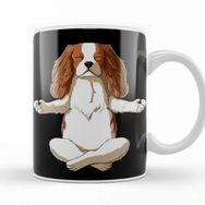 Baskı Dükkanı Yoga Cavalier King Charles Spaniel Beyaz Porselen Kupa Bardak