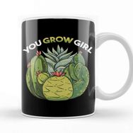 Baskı Dükkanı You Grow Girl Gardening Pun Planting Succulents Porselen Beyaz Kupa Bardak