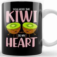 Baskı Dükkanı You Hold The Kiwi To My Heart Adorable Kiwis Pun Porselen Beyaz Kupa Bardak