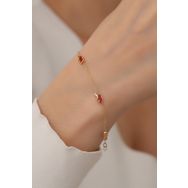 Bayar Gold 14 Ayar Kırmızı Mini Fil Altın Bileklik