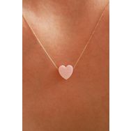 Bayar Gold KLYPMBOPLTSLKLP 14 Ayar Pembe Opal Taşlı Kalp Altın Kolye