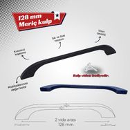 Bayraktar Meriç 128 mm Vida Aralığı Siyah Renk Mobilya Kulp