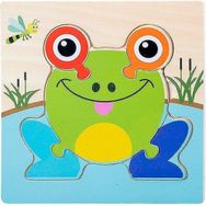 BDZ Mall FROG-WT419C Çocuklar 3D Puzzle Montessori Oyuncak Erken Eğitim Karikatür Hayvan Öğrenme Ahşap Yapboz