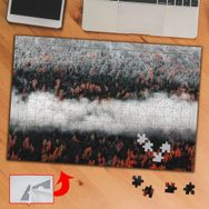 BE6E7 Sisli Kırmızı Yapraklı Çalı 240 Parça Puzzle Yapboz Tablo