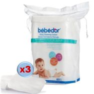 Bebedor 180 Adet 3x60 Bebek Temizleme Pamuğu