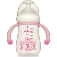 Bebedor 99322 Pembe Desenli 125 ml Geniş Ağızlı Kulplu PP Biberon
