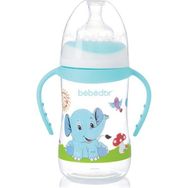 Bebedor B-89322 Desenli 250 ml Turkuaz Geniş Ağız Kulplu Biberon