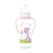 Bebedor Desenli Kulplu Kolay Kavrama 3+Ay 250 ml Pembe Desenli Biberon