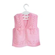 Bebegen Lüx Pembe Kurdeleli Kız Bebek Triko Yelek