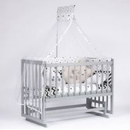 Bebeget G14 60x120 cm Süper Natural Ahşap 4 Kademeli Gri Anne Yanı Sallanır Uyku Seti Yatak ve Bebek Beşiği