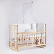 Bebeget S01 60X120 cm Süper Full Natural Ahşap 4 Kademeli Anne Yanı Sallanır Uyku Seti Yatak ve Bebek Beşiği