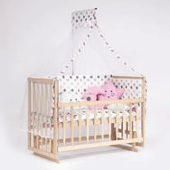 Bebeget S09 60X120 cm Süper Full Natural Ahşap 4 Kademeli Anne Yanı Sallanır Uyku Seti Yatak ve Bebek Beşiği
