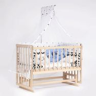 Bebeget S13 60X120 cm Süper Full Natural Ahşap 4 Kademeli Anne Yanı Sallanır Uyku Seti Yatak ve Bebek Beşiği