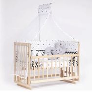 Bebeget S14 60X120 cm Süper Full Natural Ahşap 4 Kademeli Anne Yanı Sallanır Uyku Seti Yatak ve Bebek Beşiği