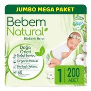 Bebem Natural No:1 Yenidoğan 200 Adet Bebek Bezi