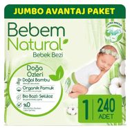 Bebem Natural No:1 Yenidoğan 240 Adet Bebek Bezi