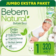 Bebem Natural No:1 Yenidoğan 320 Adet Bebek Bezi