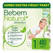 Bebem Natural No:1 Yenidoğan 480 Adet Bebek Bezi