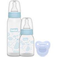 Bebsi 250 ml + 125 ml + Emzik PP Mavi Biberon ve Emzik Seti