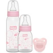 Bebsi 250 ml + 125 ml + Emzik PP Pembe Biberon ve Emzik Seti
