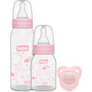 Bebsi 3'lü Pembe PP Biberon ve Emzik Set