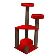 Bedspet 3 Oturaklı Kırmızı Kedi Tırmalama Platformu
