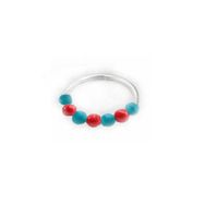 Begonia Accessories 925 Ayar Gümüş Piercing 7 Top Bordo Mavi Boncuklu Halka Hızma