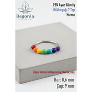 Begonia Gökkuşağı 925 Ayar Gümüş 7 Top Halka Hızma
