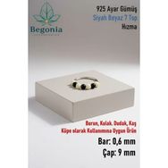 Begonia Siyah Beyaz 925 Ayar Gümüş 7 Top Halka Hızma