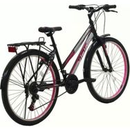 Belderia Vision Elegance 26" Jant Sypo Index (3*7) Vites V-Fren Siyah-Pembe Şehir Bisikleti - Mat Siyah - Pembe