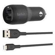 Belkin 24W Hızlı Araç Şarj Cihazı 2 Port USB Siyah+Apple Lightning Kablo