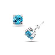 Bella Gloria GPE0001 Altın Kaplamalı Mavi Topaz Tektaş Küpe