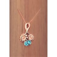 Bella Gloria GPK0045 Çiçekli Mavi Topaz Pırlanta Kolye