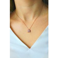 Bella Gloria TGK0036 Dörtgen Tektaş Rose Kadın Gümüş Kolye
