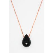 Bella Gloria TGK0049 Fasetli Drop Oniks Kadın Gümüş Kolye