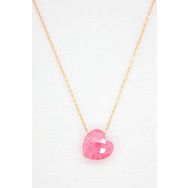 Bella Gloria TGK0054 Şeker Pembe Buzlu Kalp Taş Rose Kadın Gümüş Kolye