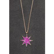 Bella Gloria TGK0094 Kırmızı Yıldız Rose Gümüş Kolye
