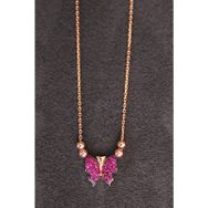 Bella Gloria TGK0124 Kırmızı Kelebek Rose Gümüş Kolye