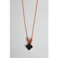 Bella Gloria TGK0139 Siyah Kare Rose Gümüş Kolye