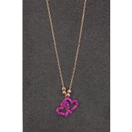 Bella Gloria TGK0165 Kırmızı Kalpler Rose Kadın Gümüş Kolye