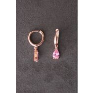 Bella Gloria TGP0071 Pembe Damla Taşlı Rose Gümüş Küpe