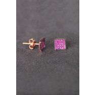 Bella Gloria TGP0094 Kırmızı Kare Rose Gümüş Küpe