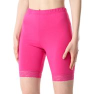 Bellivalini BLV50-216 Viskoz Dantelli Kısa Pembe Kadın Tayt