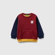 Benetton 3EB5G10BA Bordo Mix Slogan Baskılı Erkek Çocuk Sweatshirt