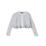 Benetton Çizgili Fırfırlı Lurex Beyaz Kız Çocuk Hırka