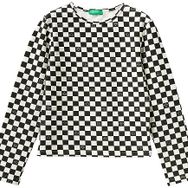 Benetton Mikro Dama Desenli Kız Çocuk T-Shirt
