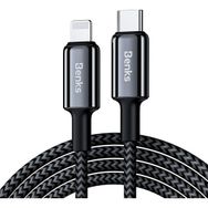 Benks D43 Type-C to Lightning PD Hızlı Şarj ve Data 480 Mbps 2 m Siyah Kablo