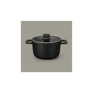 BergHoff Leo Stone Siyah 24x14 cm Yapışmaz Kapaklı Alüminyum Döküm Derin Tencere