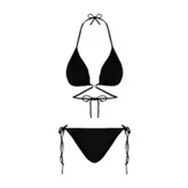 Beria Kadın Çapraz Bağlama Detaylı Üçgen İpli Siyah Bikini Takımı
