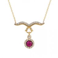 Besay Gold 14 Ayar Pembe Taşlı Altın Kolye